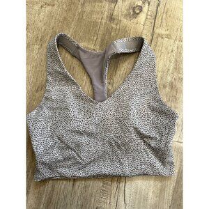 Spanx Sports Bra Racerback Light Brown Gray Dot Pattern S